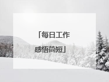 每日工作感悟简短