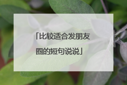 比较适合发朋友圈的短句说说