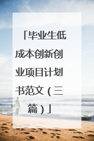 毕业生低成本创新创业项目计划书范文(三篇)