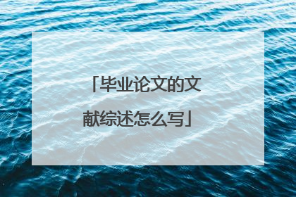 毕业论文的文献综述怎么写