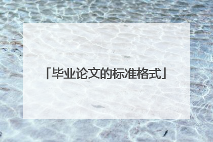 毕业论文的标准格式