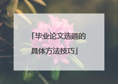 毕业论文选题的具体方法技巧