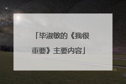 毕淑敏的《我很重要》主要内容