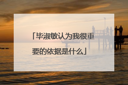毕淑敏认为我很重要的依据是什么