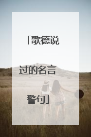 歌德说过的名言警句