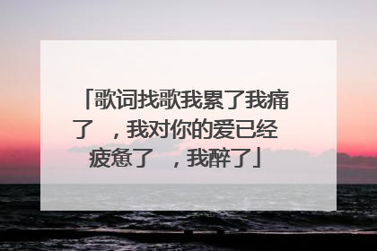 歌词找歌我累了我痛了 ，我对你的爱已经疲惫了 ，我醉了