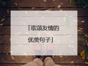 歌颂友情的优美句子