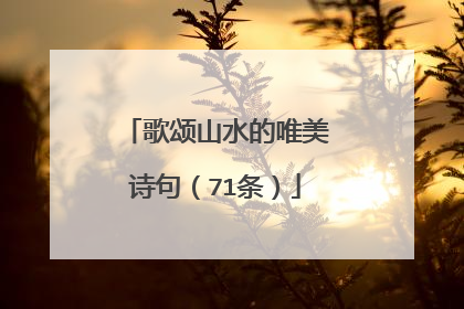 歌颂山水的唯美诗句(71条)