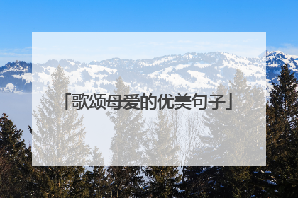 歌颂母爱的优美句子