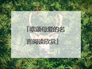 歌颂母爱的名言阅读欣赏