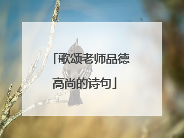 歌颂老师品德高尚的诗句