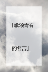 歌颂青春的名言