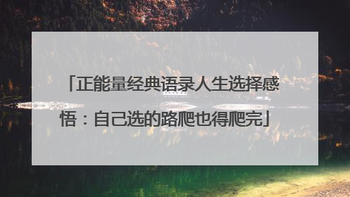 正能量经典语录人生选择感悟：自己选的路爬也得爬完