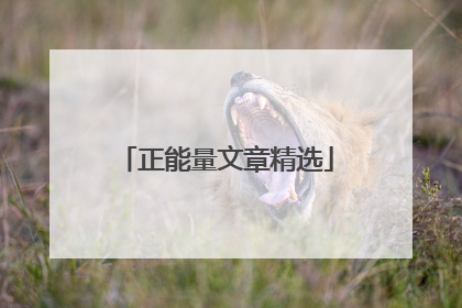 正能量文章精选