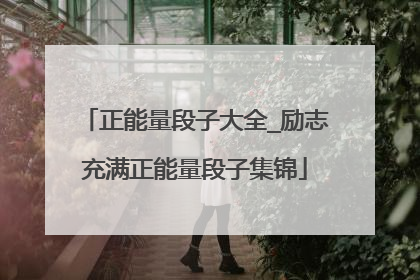 正能量段子大全_励志充满正能量段子集锦