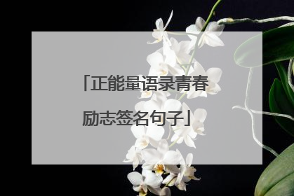 正能量语录青春励志签名句子