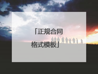 正规合同格式模板