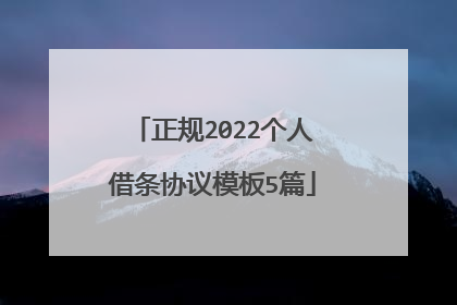 正规2022个人借条协议模板5篇