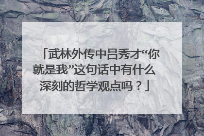 武林外传中吕秀才“你就是我”这句话中有什么深刻的哲学观点吗?