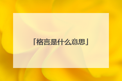 格言是什么意思