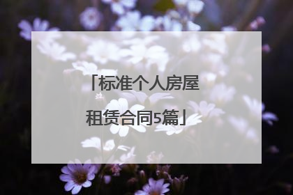标准个人房屋租赁合同5篇
