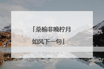 桑榆非晚柠月如风下一句