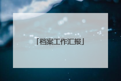 档案工作汇报