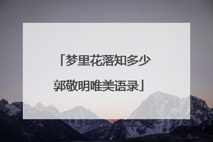 梦里花落知多少郭敬明唯美语录