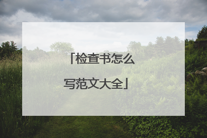 检查书怎么写范文大全