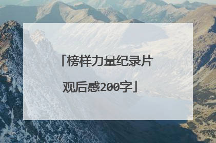 榜样力量纪录片观后感200字