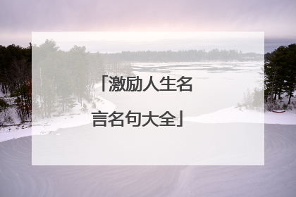 激励人生名言名句大全