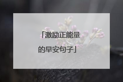 激励正能量的早安句子