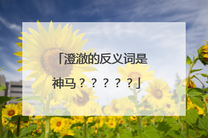 澄澈的反义词是神马？？？？？