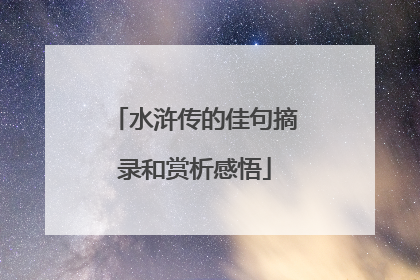 水浒传的佳句摘录和赏析感悟