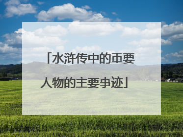 水浒传中的重要人物的主要事迹