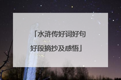 水浒传好词好句好段摘抄及感悟