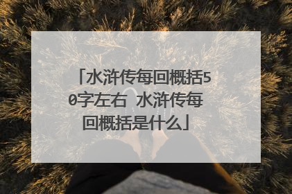 水浒传每回概括50字左右 水浒传每回概括是什么