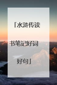 水浒传读书笔记好词好句