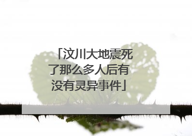 汶川大地震死了那么多人后有没有灵异事件