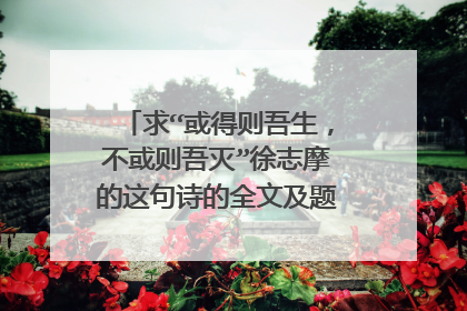 求“或得则吾生，不或则吾灭”徐志摩的这句诗的全文及题目和创作解析