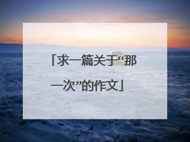 求一篇关于“那一次”的作文