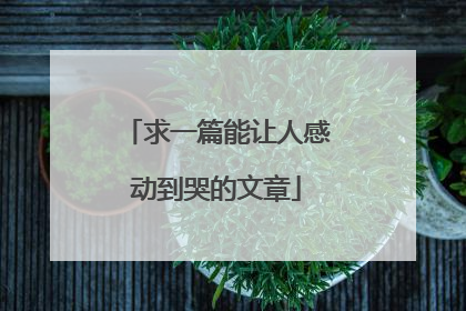 求一篇能让人感动到哭的文章