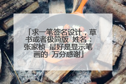 求一笔签名设计,草书或者极简版 姓名:张家桢 最好是显示笔画的 万分感谢