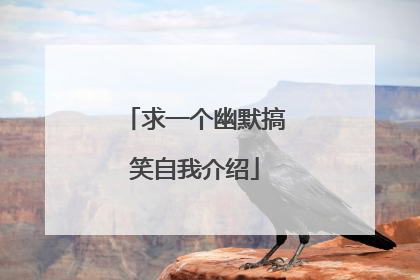 求一个幽默搞笑自我介绍