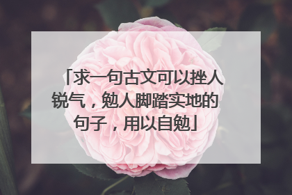 求一句古文可以挫人锐气，勉人脚踏实地的句子，用以自勉