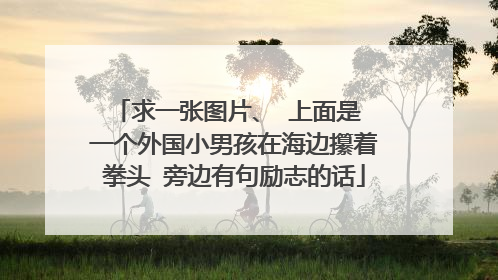 求一张图片、 上面是 一个外国小男孩在海边攥着拳头 旁边有句励志的话
