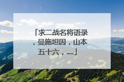 求二战名将语录,曼施坦因,山本五十六,……