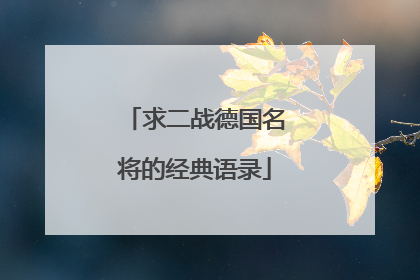 求二战德国名将的经典语录