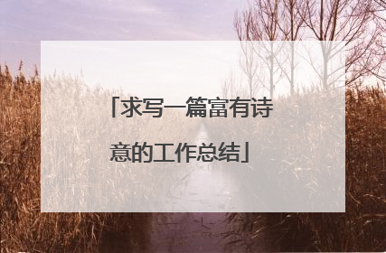 求写一篇富有诗意的工作总结