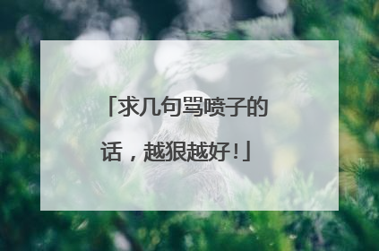 求几句骂喷子的话，越狠越好!
